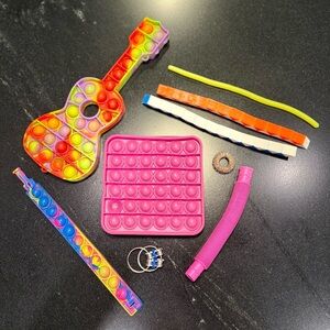 Rainbow Guitar & Pink Square Pop It Fidget Bundle